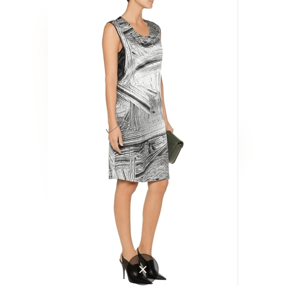 Helmut Lang Method Print Sleeveless Silk Knee Length Dress Size M - Picture 1 of 16